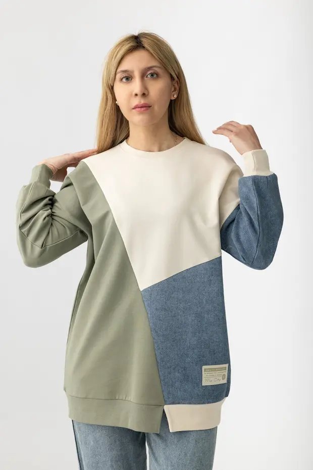  İplik Kot Garnili Rahat Şık Kadın Tunik